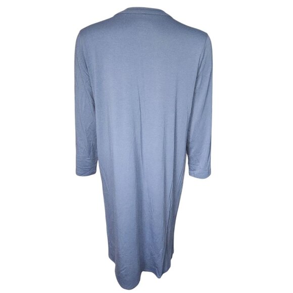 AnyBody Cardigan Womens Size M Medium Solid All Blue Long Cozy Knit Button Front - Picture 3 of 6